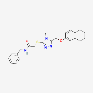molecular formula C23H26N4O2S B4133750 N-benzyl-2-({4-methyl-5-[(5,6,7,8-tetrahydronaphthalen-2-yloxy)methyl]-4H-1,2,4-triazol-3-yl}sulfanyl)acetamide 