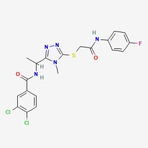 molecular formula C20H18Cl2FN5O2S B4133798 3,4-dichloro-N-{1-[5-({2-[(4-fluorophenyl)amino]-2-oxoethyl}sulfanyl)-4-methyl-4H-1,2,4-triazol-3-yl]ethyl}benzamide 