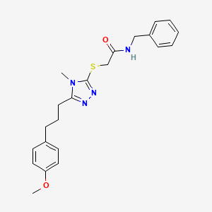 molecular formula C22H26N4O2S B4133830 N-benzyl-2-({5-[3-(4-methoxyphenyl)propyl]-4-methyl-4H-1,2,4-triazol-3-yl}sulfanyl)acetamide 