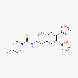 molecular formula C23H22N4O2S B4133862 N-[2,3-di(furan-2-yl)quinoxalin-6-yl]-4-methylpiperidine-1-carbothioamide 