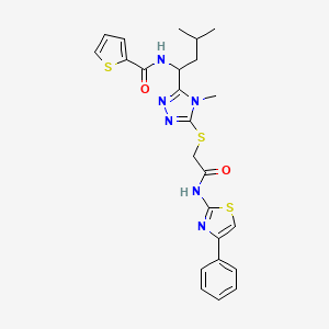 molecular formula C24H26N6O2S3 B4133954 N-[3-methyl-1-[4-methyl-5-[2-oxo-2-[(4-phenyl-1,3-thiazol-2-yl)amino]ethyl]sulfanyl-1,2,4-triazol-3-yl]butyl]thiophene-2-carboxamide 