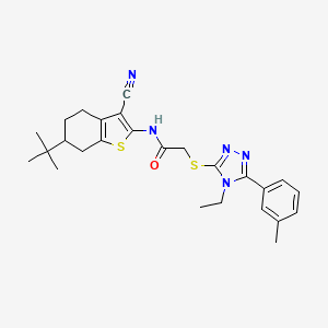 molecular formula C26H31N5OS2 B4134012 N-(6-tert-butyl-3-cyano-4,5,6,7-tetrahydro-1-benzothiophen-2-yl)-2-{[4-ethyl-5-(3-methylphenyl)-4H-1,2,4-triazol-3-yl]sulfanyl}acetamide 
