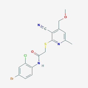molecular formula C17H15BrClN3O2S B4134139 N-(4-bromo-2-chlorophenyl)-2-{[3-cyano-4-(methoxymethyl)-6-methylpyridin-2-yl]sulfanyl}acetamide 