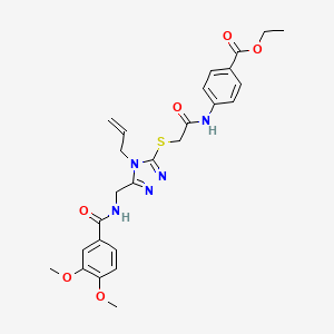 molecular formula C26H29N5O6S B4134221 ethyl 4-[({[5-({[(3,4-dimethoxyphenyl)carbonyl]amino}methyl)-4-(prop-2-en-1-yl)-4H-1,2,4-triazol-3-yl]sulfanyl}acetyl)amino]benzoate 