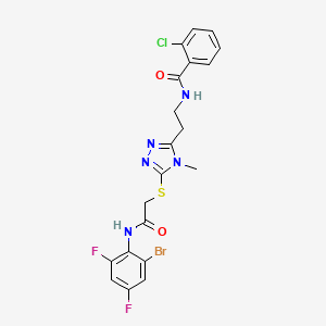 molecular formula C20H17BrClF2N5O2S B4134238 N-{2-[5-({2-[(2-bromo-4,6-difluorophenyl)amino]-2-oxoethyl}thio)-4-methyl-4H-1,2,4-triazol-3-yl]ethyl}-2-chlorobenzamide 