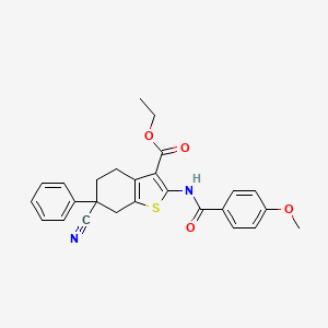 molecular formula C26H24N2O4S B4134268 ethyl 6-cyano-2-(4-methoxybenzamido)-6-phenyl-4,5,6,7-tetrahydro-1-benzothiophene-3-carboxylate 