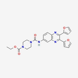 molecular formula C24H23N5O5 B4134299 Ethyl 4-[[2,3-bis(furan-2-yl)quinoxalin-6-yl]carbamoyl]piperazine-1-carboxylate 