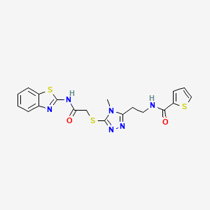 molecular formula C19H18N6O2S3 B4134306 N-[2-[5-[2-(1,3-benzothiazol-2-ylamino)-2-oxoethyl]sulfanyl-4-methyl-1,2,4-triazol-3-yl]ethyl]thiophene-2-carboxamide 