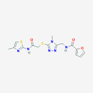 molecular formula C15H16N6O3S2 B4134319 N-{[4-methyl-5-({2-[(4-methyl-1,3-thiazol-2-yl)amino]-2-oxoethyl}sulfanyl)-4H-1,2,4-triazol-3-yl]methyl}furan-2-carboxamide 