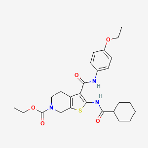 molecular formula C26H33N3O5S B4134363 ethyl 2-(cyclohexanecarbonylamino)-3-[(4-ethoxyphenyl)carbamoyl]-5,7-dihydro-4H-thieno[2,3-c]pyridine-6-carboxylate 