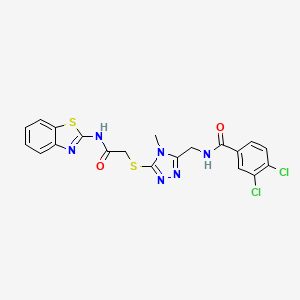 molecular formula C20H16Cl2N6O2S2 B4134373 N-[(5-{[2-(1,3-benzothiazol-2-ylamino)-2-oxoethyl]sulfanyl}-4-methyl-4H-1,2,4-triazol-3-yl)methyl]-3,4-dichlorobenzamide 