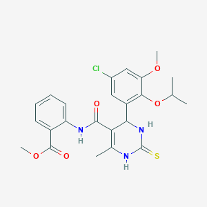 molecular formula C24H26ClN3O5S B4134406 methyl 2-({[4-(5-chloro-2-isopropoxy-3-methoxyphenyl)-6-methyl-2-thioxo-1,2,3,4-tetrahydro-5-pyrimidinyl]carbonyl}amino)benzoate 
