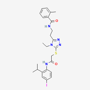 molecular formula C25H30IN5O2S B4134505 N-[2-[4-ethyl-5-[2-(4-iodo-2-propan-2-ylanilino)-2-oxoethyl]sulfanyl-1,2,4-triazol-3-yl]ethyl]-2-methylbenzamide 