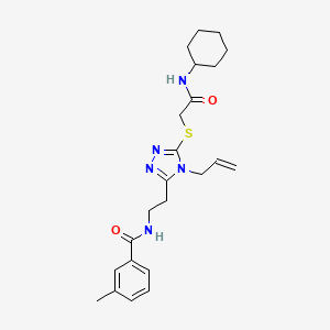 molecular formula C23H31N5O2S B4134559 N-[2-[5-[2-(cyclohexylamino)-2-oxoethyl]sulfanyl-4-prop-2-enyl-1,2,4-triazol-3-yl]ethyl]-3-methylbenzamide 