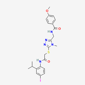 molecular formula C23H26IN5O3S B4134567 N-({5-[(2-{[4-iodo-2-(propan-2-yl)phenyl]amino}-2-oxoethyl)sulfanyl]-4-methyl-4H-1,2,4-triazol-3-yl}methyl)-4-methoxybenzamide 