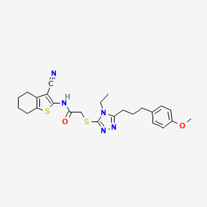 molecular formula C25H29N5O2S2 B4134610 N-(3-cyano-4,5,6,7-tetrahydro-1-benzothiophen-2-yl)-2-({4-ethyl-5-[3-(4-methoxyphenyl)propyl]-4H-1,2,4-triazol-3-yl}sulfanyl)acetamide 
