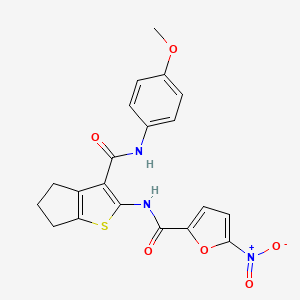 molecular formula C20H17N3O6S B4134625 N-[3-[(4-methoxyphenyl)carbamoyl]-5,6-dihydro-4H-cyclopenta[b]thiophen-2-yl]-5-nitrofuran-2-carboxamide 