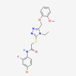 molecular formula C20H20BrFN4O3S B4134729 N-(4-bromo-2-fluorophenyl)-2-({4-ethyl-5-[(2-methoxyphenoxy)methyl]-4H-1,2,4-triazol-3-yl}sulfanyl)acetamide 