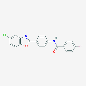 molecular formula C20H12ClFN2O2 B413480 N-[4-(5-chloro-1,3-benzoxazol-2-yl)phenyl]-4-fluorobenzamide 