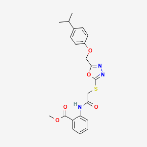 molecular formula C22H23N3O5S B4134826 Methyl 2-[[2-[[5-[(4-propan-2-ylphenoxy)methyl]-1,3,4-oxadiazol-2-yl]sulfanyl]acetyl]amino]benzoate 