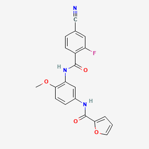 molecular formula C20H14FN3O4 B4134901 N-[3-(4-CYANO-2-FLUOROBENZAMIDO)-4-METHOXYPHENYL]FURAN-2-CARBOXAMIDE 