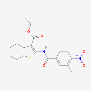 molecular formula C19H20N2O5S B413491 Ethyl 2-({4-nitro-3-methylbenzoyl}amino)-4,5,6,7-tetrahydro-1-benzothiophene-3-carboxylate 