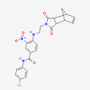 molecular formula C24H21ClN4O5 B4134932 N-(4-chlorophenyl)-4-[2-(3,5-dioxo-4-azatricyclo[5.2.1.02,6]dec-8-en-4-yl)ethylamino]-3-nitrobenzamide 