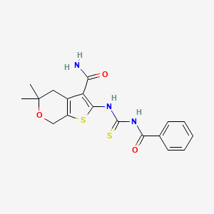 molecular formula C18H19N3O3S2 B4135004 2-(Benzoylcarbamothioylamino)-5,5-dimethyl-4,7-dihydrothieno[2,3-c]pyran-3-carboxamide 