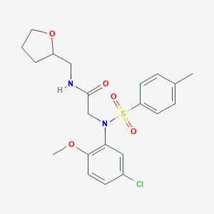 molecular formula C21H25ClN2O5S B413504 N~2~-(5-chloro-2-methoxyphenyl)-N~2~-[(4-methylphenyl)sulfonyl]-N-(tetrahydrofuran-2-ylmethyl)glycinamide 