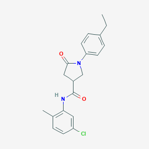 molecular formula C20H21ClN2O2 B413512 N-(5-chloro-2-methylphenyl)-1-(4-ethylphenyl)-5-oxo-3-pyrrolidinecarboxamide 