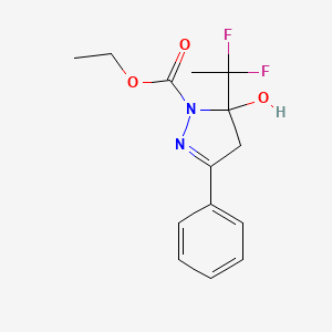 molecular formula C14H16F2N2O3 B4135205 ethyl 5-(1,1-difluoroethyl)-5-hydroxy-3-phenyl-4H-pyrazole-1-carboxylate 