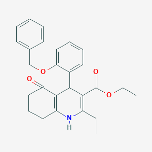 molecular formula C27H29NO4 B413526 Ethyl 4-[2-(benzyloxy)phenyl]-2-ethyl-5-oxo-1,4,5,6,7,8-hexahydroquinoline-3-carboxylate 