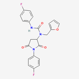 molecular formula C22H17F2N3O4 B4135363 N'-(4-FLUOROPHENYL)-N-[1-(4-FLUOROPHENYL)-2,5-DIOXOTETRAHYDRO-1H-PYRROL-3-YL]-N-(2-FURYLMETHYL)UREA 