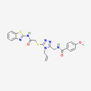 molecular formula C23H22N6O3S2 B4135494 N-{[5-{[2-(1,3-benzothiazol-2-ylamino)-2-oxoethyl]sulfanyl}-4-(prop-2-en-1-yl)-4H-1,2,4-triazol-3-yl]methyl}-4-methoxybenzamide 