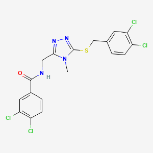 molecular formula C18H14Cl4N4OS B4135609 3,4-dichloro-N-({5-[(3,4-dichlorobenzyl)sulfanyl]-4-methyl-4H-1,2,4-triazol-3-yl}methyl)benzamide 