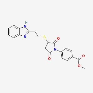 molecular formula C21H19N3O4S B4135667 methyl 4-(3-{[2-(1H-benzimidazol-2-yl)ethyl]sulfanyl}-2,5-dioxopyrrolidin-1-yl)benzoate 