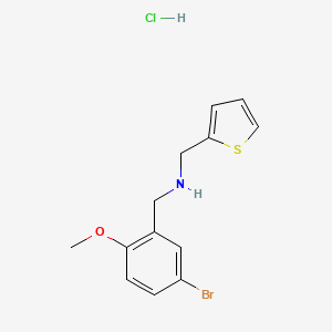 molecular formula C13H15BrClNOS B4135800 N-[(5-bromo-2-methoxyphenyl)methyl]-1-thiophen-2-ylmethanamine;hydrochloride 