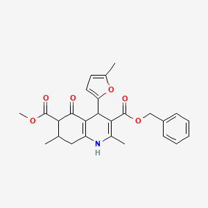 molecular formula C26H27NO6 B4135826 3-Benzyl 6-methyl 2,7-dimethyl-4-(5-methylfuran-2-yl)-5-oxo-1,4,5,6,7,8-hexahydroquinoline-3,6-dicarboxylate 