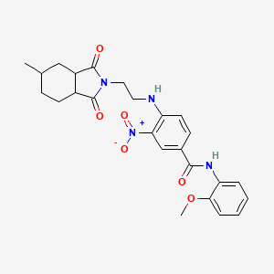 molecular formula C25H28N4O6 B4136044 N-(2-methoxyphenyl)-4-[2-(5-methyl-1,3-dioxo-3a,4,5,6,7,7a-hexahydroisoindol-2-yl)ethylamino]-3-nitrobenzamide 