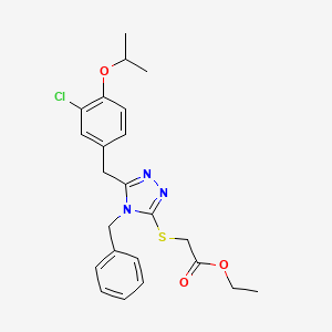 molecular formula C23H26ClN3O3S B4136352 Ethyl 2-[[4-benzyl-5-[(3-chloro-4-propan-2-yloxyphenyl)methyl]-1,2,4-triazol-3-yl]sulfanyl]acetate 