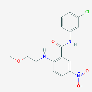 molecular formula C16H16ClN3O4 B4136361 N-(3-chlorophenyl)-2-(2-methoxyethylamino)-5-nitrobenzamide 