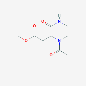 molecular formula C10H16N2O4 B4136563 Methyl 2-(3-oxo-1-propanoylpiperazin-2-yl)acetate 