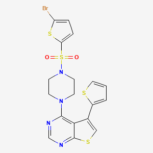 molecular formula C18H15BrN4O2S4 B4136570 4-{4-[(5-Bromothiophen-2-yl)sulfonyl]piperazin-1-yl}-5-(thiophen-2-yl)thieno[2,3-d]pyrimidine 