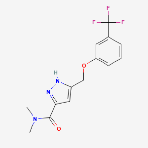 molecular formula C14H14F3N3O2 B4136698 N,N-dimethyl-5-[[3-(trifluoromethyl)phenoxy]methyl]-1H-pyrazole-3-carboxamide 