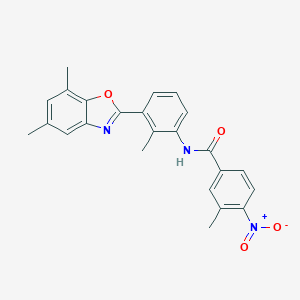 molecular formula C24H21N3O4 B413671 N-[3-(5,7-dimethyl-1,3-benzoxazol-2-yl)-2-methylphenyl]-3-methyl-4-nitrobenzamide 