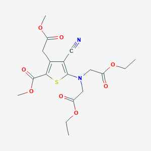 molecular formula C18H22N2O8S B041368 5-[Bis(2-ethoxy-2-oxoethyl)amino]-4-cyano-2-(methoxycarbonyl)-3-thiopheneacetic Acid Methyl Ester CAS No. 674800-87-4