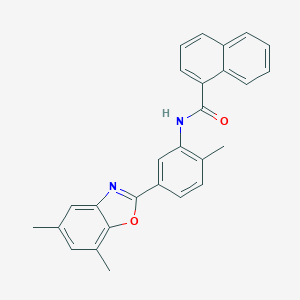 molecular formula C27H22N2O2 B413681 N-[5-(5,7-dimethyl-1,3-benzoxazol-2-yl)-2-methylphenyl]naphthalene-1-carboxamide 