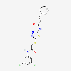 molecular formula C19H16Cl2N4O2S2 B4136824 N-[5-({2-[(3,5-dichlorophenyl)amino]-2-oxoethyl}sulfanyl)-1,3,4-thiadiazol-2-yl]-3-phenylpropanamide 