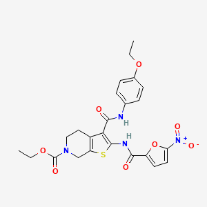 molecular formula C24H24N4O8S B4136832 ethyl 3-[(4-ethoxyphenyl)carbamoyl]-2-[(5-nitrofuran-2-carbonyl)amino]-5,7-dihydro-4H-thieno[2,3-c]pyridine-6-carboxylate 