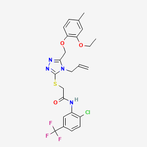 molecular formula C24H24ClF3N4O3S B4136965 N-[2-chloro-5-(trifluoromethyl)phenyl]-2-({5-[(2-ethoxy-4-methylphenoxy)methyl]-4-(prop-2-en-1-yl)-4H-1,2,4-triazol-3-yl}sulfanyl)acetamide 